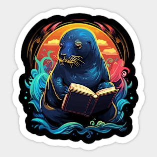 Sea Lion Reads Book Sticker